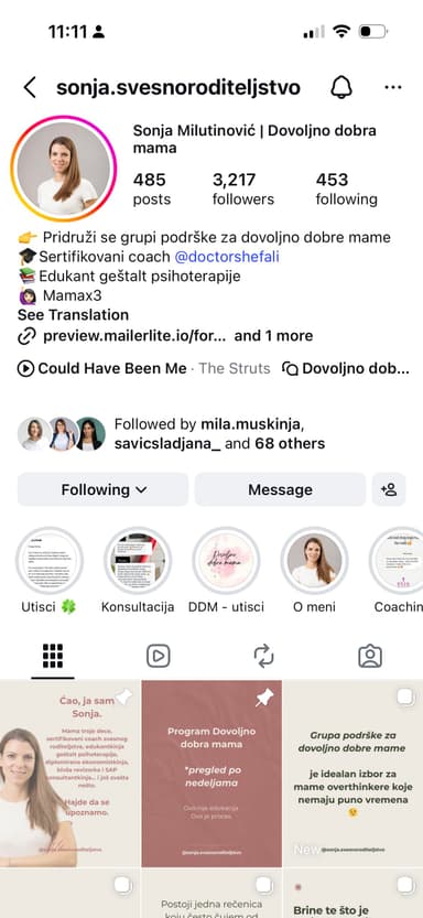 @sonja.svesnoroditeljstvo Instagram profil